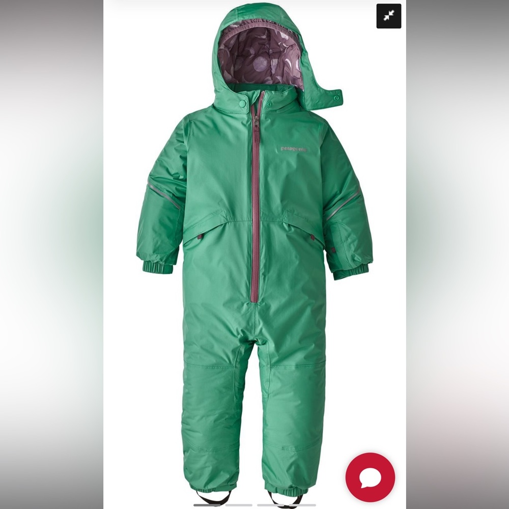 Patagonia 3-6 month snow pile snow suit VGUC teal with purple and moons
